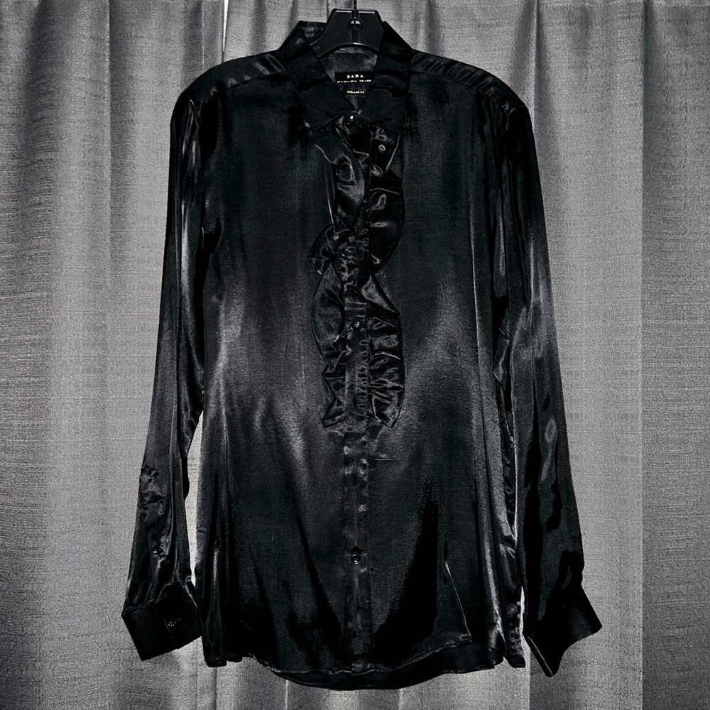 Satin ruffle shirt